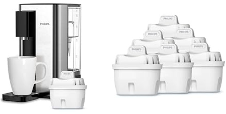Philips Water Station, Hot & Ambient Filtered Water Dispenser, 2.2L Capacity, Reduces MICROPLASTICS, Chlorine, LIMESCALE, Heavy Metals, 6-Pack Brita Compatible Replacement Filter Cartridges
