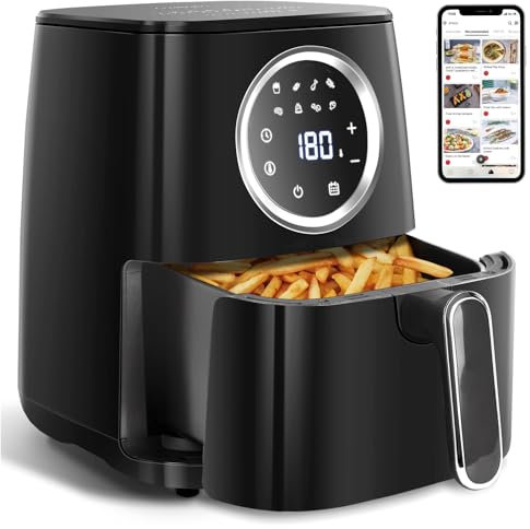 Aigostar Airfryer 4.2L, Heißuftfritteuse XXL, 1400W Air Fryer,8 Menü und Rezept,Scannen Sie den QR-Code, um der Rezeptgemeinschaft beizutreten, LED-Touchscreen, BPA-frei, Schwarze