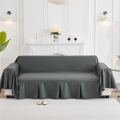 DEZYPZAM Sofabezug, wasserdichte Sofabezüge, Leder Wasserdicht Couchbezug für Haustiere/Kinder, Sofa Schutzdecke Schonbezug Sofa Abdeckung Sofaüberwurf Couchhusse (Dunkelgrau,180 x 420cm)
