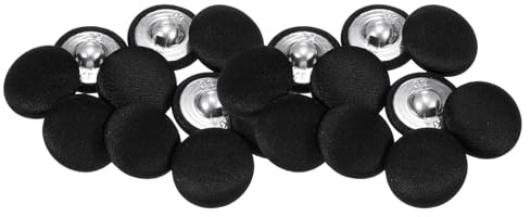 QUARKZMAN 20 Stück Schwarz Knöpfe mit Stoffüberzug 20mm Satinstoff Bezogen Nähknöpfe Runde Bastelknöpfe Metallschaft Ösenknöpfe Vintage für Mantel Kleidung Jacke Blazer Anzüge DIY