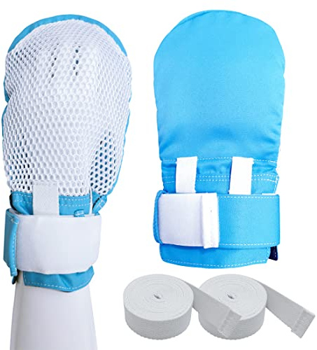 EZ Assistive Protection Gloves Zipper Opening for Adults or Elderly Fingers Protection Products for elderly Reusable and Washable One Pair (2pcs), Blue, One Size