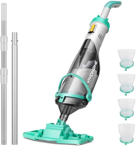 VIVOHOME 4200LPH Limpiafondos de Piscina con Indicador de Batería, Aspiradoras de Mano para Piscinas con Aluminio Extraíbles de 278cm para Jacuzzi, SPA, Piscina