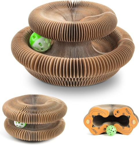 Magic Organ Tiragraffi per gatti | 2 in 1 pieghevole con campanella | Giocattolo interattivo e casetta di cartone per gatti domestici (Dimensioni standard)