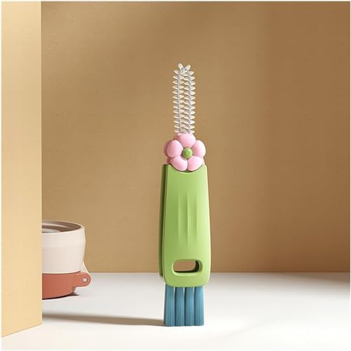 3 in 1 Water Bottle Cleaning Brush,Home kitchen multi-function cleaning brush,Tiny Bottle Cup Lid Detail Brush, Bottle Brushes for Cleaning for Water Bottles And Cups (Geen)