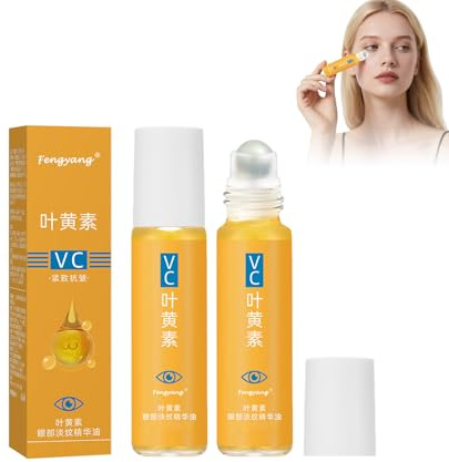 Fengyang® 2Pcs VC Lutein Eye Essence Oil, Rullo Per Gli Occhi Di Luteina, Soluzione Di Siero Per Gli Occhi A Sfera, Per Gonfiore, Occhiaie