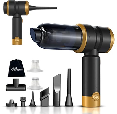 Handheld Car Vacuum Cleaner with 15000Pa Strong Suction, 4 in 1 Cordless Mini Portable Vacuum & Air Duster with 2000mAh Battery, Small Powerful Rechargeable Vacuum for Car,Home,Office(Gold)