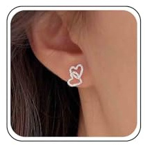 Aneneiceera Orecchini Vintage A Doppio Cuore Orecchini D'argento A Cuore Cavo Orecchino A Cerchio Amore Intrecciato Forma Di Cuori Piccolo Gioielli Per Le Donne