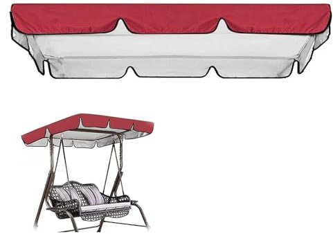 Hollywoodschaukel Dachbezug Wasserdicht Universal Ersatzdach Gartenschaukel 3 Sitzer UV-Schutz Ersatzdach for Hollywoodschaukel Anthrazit(Red,249 * 185 * 18cm)