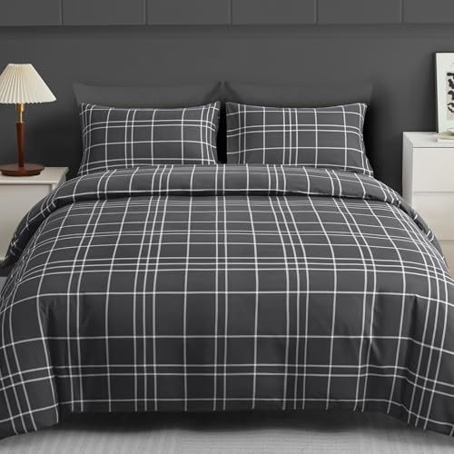 Grace Double Duvet Set - Premium Brushed Microfiber Double Duvet Cover (200 x 200 cm) 3 PCs - Ultrasoft Hypoallergenic Reversible Bedding Set With Zipper Closure