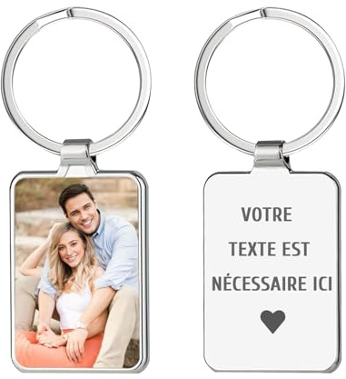Porte Clef Personnalisable Gravure Laser Recto Verso avec Photo et Texte Émotionnel Porte-Clés Personnalisé Idéal Cadeau Personnalisé pour Femmes Homme Mère Pères