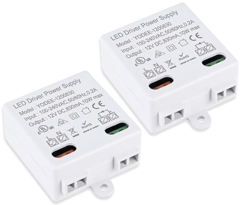 2 Pcs Led Trafo 12v, Trafo 230v Auf 12v Led Netzteil Treiber Transformator, Transformer Transformator Trafo Mini 12V/DC für LeuchtenTrafo 230v Auf Ip67 Dosentrafo