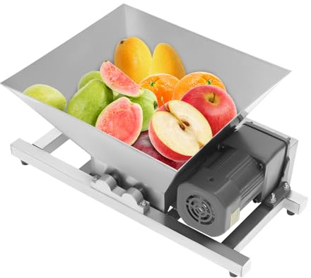 Electric Fruit & Apple Crusher, 4L Stainless Steel Fruit Crusher, 110V 60W Automatic Fruit Grinding Crushers for Wine & Cider Pressing, Large Bread & Brown Sugar Grinder