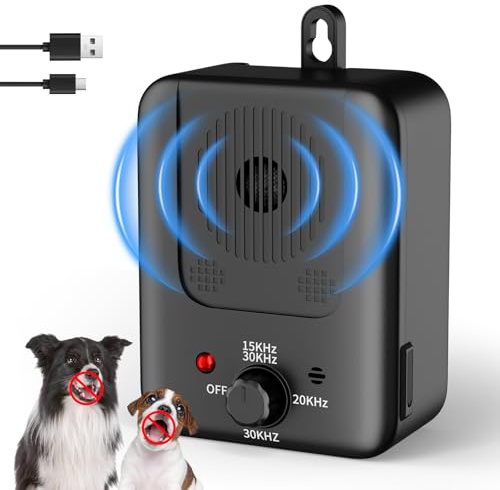 Antibell Ultraschall Gerät, 3-Modi Anti Bell Gerät Hunde, 50ft Reichweite, Einstellbare Frequenz, IPX4 Wasserdicht, Geeignet für große, mittelgroße und kleine Hunde im Freien Innenbereich Antibell