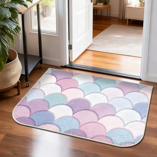 Tappetino da Bagno 51x76CM, Tappetini da Bagno Morbidi per Bagno Antiscivolo, Tappetino da Bagno a Pelo Corto Lavabile in Lavatrice, Ideale per Doccia, Camera da Letto, Soggiorno, Scala delle Sirene