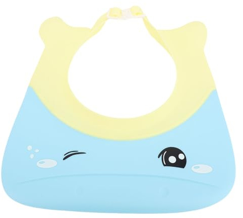 TZOXTLH Cappello da Doccia per Bambini Cuffia da Bagno Antiscivolo Regolabile Protettiva per Gli Occhi per Le Orecchie per il Lavaggio dei Capelli del Bambino (Blu)