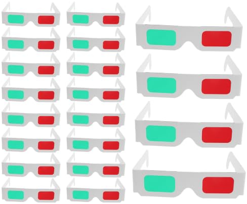 SOIMISS 50 Pezzi Occhiali 3d Usa e Getta in Cartoncino, Rosso Verde, Pieghevoli