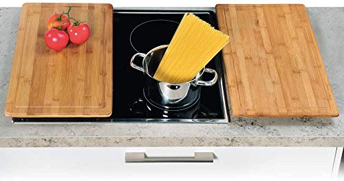 Neustanlo Schneide- & Abdeckplatte 2er Set | Edition 1 Bambus | FSC® Holz 50x28x4 cm | Herdabdeckung & Schneidebrett | robust, hygienisch & messerschonend