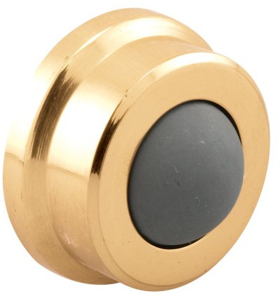 Prime-Line J 4570 1 In., Cast Brass, Bright Brass, Wall Stop with Convex Bumper (Single Pack)