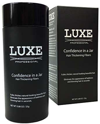 Fibras espesantes para el cabello LUXE con queratina natural - ¡Tratamiento para 2 meses! - Probado por dermatólogos - Hipoalergénico - Multiples colores disponibles. Castaño oscuro