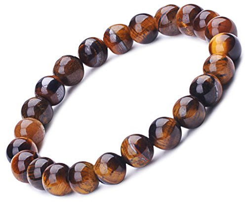 Unendlich U Cool Damen Herren Unisex Buddha Armband Armreif, 9mm Energie-Stein Kugeln Perlen Gebet Mala Stretch Energiearmband, Braun