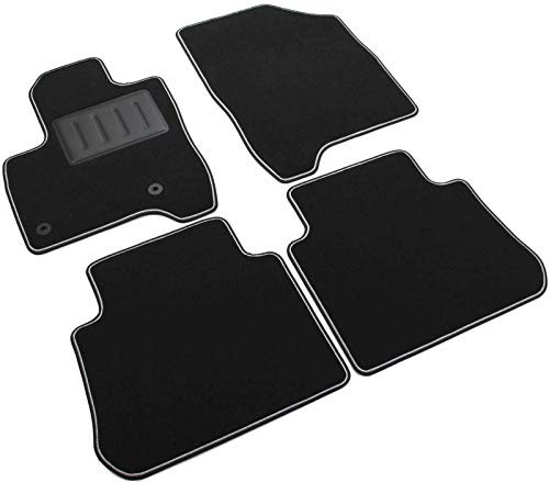 Das Teppich Auto, sprint00604, Fußmatten Teppiche Schwarz rutschfest, verstärkter Rand, zweifarbig, Absatzschoner aus Gummi, C3 Picasso 2008 >.
