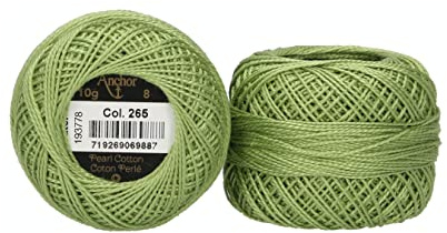 Ankare pärlgarn, tjocklek: 8, förpackning: 10G, löplängd: 82M konspengrün broderitråd