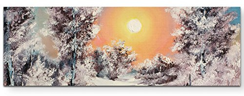 Leinwandbilder | Bilder Leinwand 120x40cm Winter Morgen – Ölgemälde