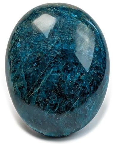 EUSICE - Apatita Azul Piedra Natural de Madagascar, Piedra de Palma Antiestrés y de Creatividad, 100% Artesanal y Hecho a Mano, Cristal Ético para Litoterapia, Bienestar, Meditación y Yoga