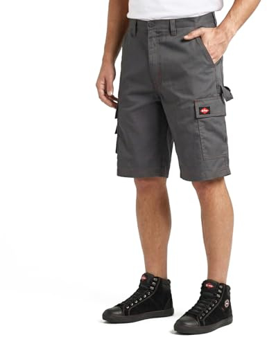 Lee Cooper Short Travail Homme Cargo – Workwear Résistant Multi Poches Entretien Facile, Été Léger Triple Coutures Capri Short(Gris, 32W)