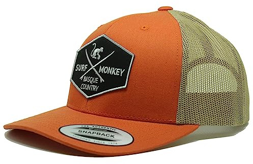 SURF MONKEY Truckerkeps 6p - böjd skärm - justerbar snapback-keps - låg profil, Vinröd, one size