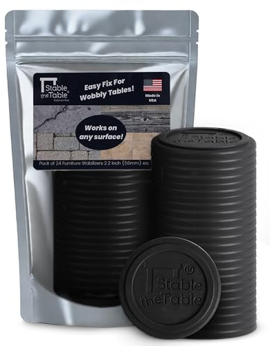 Stable The Table-24 Pack, Charcoal Round, Restaurant Table Leveler & Riser, Non Slip Stacking Furniture Pad, Floor Protector, Easy to Use Outdoor or Indoor on Tile, Patios and Decks, Made in USA