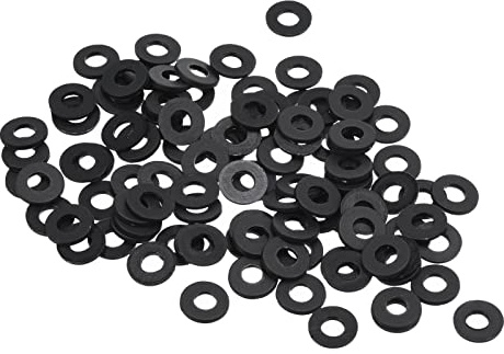PATIKIL Arandela Plana de Nylon M4 9mm x 1mm (OD*Gorsor) Negro 100 Piezas | Arandela Plana de Plástico Redondo Juntas Toricas para Tubería Manguera Sujetador Perno