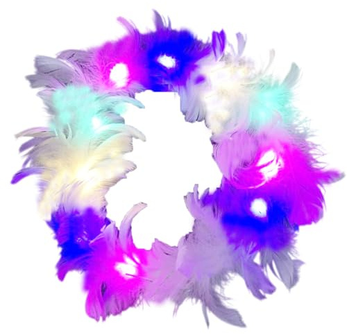 LEEMASING Couronne de plumes à LED pour mariage, Noël, Halloween, Saint-Valentin (coloré)