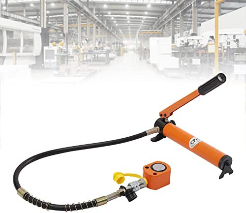 10T Short Jack with Hydraulic Pump Manual Hydraulic Ram Cylinder Jack Hand Pump Lifting Handle Tool Portable Industrial Cylinder Ram with Hose 70Mpa