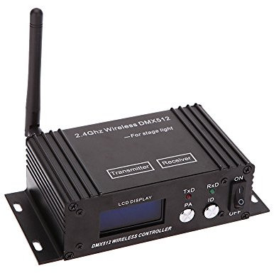 Lixada DMX 512 Controller 2.4G Wireless Transmitter Receiver LCD Display Power Adjustable Repeater Lighting Dimmer Controller for Disco DJ Party Light