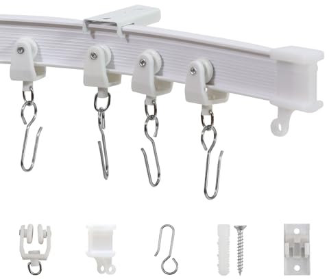 Taaizau Flexible Deckenvorhangschiene, gebogene Vorhangschiene, Deckenmontage, biegsamer Raumteiler für Privatsphäre im Wohnzimmer und Badezimmer, abgehängte Deckendusche – 3 Meter