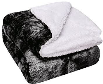 Acomoda Textil - Manta Piel Sintética con Borreguito Extra Suave para Invierno. Manta Cálida, Ligera y Transpirable para Cama. Mantita Lisa Reversible de Sofá, Sillón y Viaje (Negro, 160x200 cm)