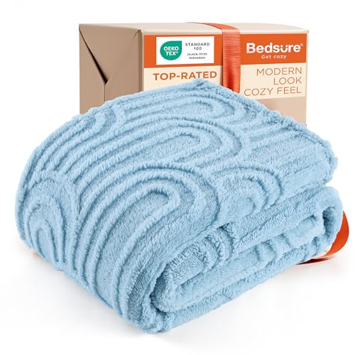 Bedsure Blue Throw Blanket for Couch - Super Soft & Cozy Summer Blankets for Women, Fluffy Fleece Throw for Girls, for Women, Ideal for Room, Home & Bedroom Decor, 50x60 Inches