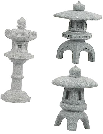 KONTONTY 3pezzi Miniature Statue Per Zen Decorazione Lanterna Giapponese Per Paesaggio e Bonsai Ornamenti Da Giardino Per Terrari e Arredamento Esterno