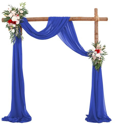 Highdi Hochzeitsbogen Hochzeit Vorhang, Chiffon Tüll Stoff Querbehang Freihanddeko Transparentem Voile Gardinen Foto Hintergrund Dekoration für Torbogen Zeremonie Party -4162 (Königsblau,75x600cm)
