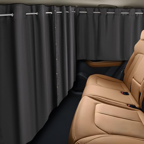 ZATOOTO 160 x 106 cm Auto Vorhang Innen, Sichtschutz Autofenster für Camper | 3 Stück, Mikrofaser-Wildleder, Stangenmontage, Magnetknöpfe, Abnehmbarer Trennvorhang, Gardinen Blickdicht, Sonnenschutz