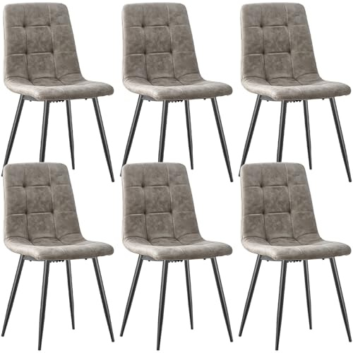 LEWE Sedie Sala da Pranzo set da 6, Sedie Imbottite in Tessuto Tecnico, Sedia da Pranzo con Schienale Alto, Sedie da Cucina con Schienale Gambe in Metallo per Sala da Pranzo, Cucina E Soggiorno
