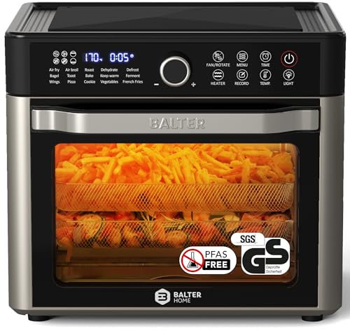 Balter Heißluftfritteuse XXL 22L Airfryer, 200 Programme, 40°-230°, Dörrautomat, 16 in 1 heissluftfritteuse, friteuse ohne Öl, Minibackofen, Rezeptbuch, 1800W