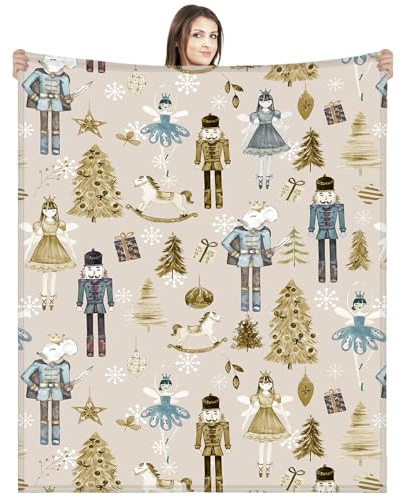 Buryeah Christmas Nutcracker Throw Blanket 60 x 50 Inches Soldier Prince Mouse Fairy Christmas Tree Gift Christmas Blankets Ballet Nutcracker Christmas Soft Blanket for Christmas Home Bed Sofa Couch