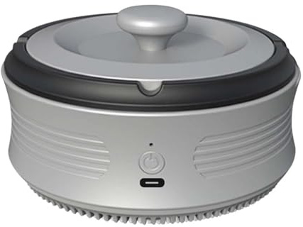 Cenicero purificador de aire 2 en 1, ceniceros sin humo para cigarrillos en interiores, cenicero sin humo con tapa para el hogar, cenicero de purificación inteligente recargable por USB para oficina