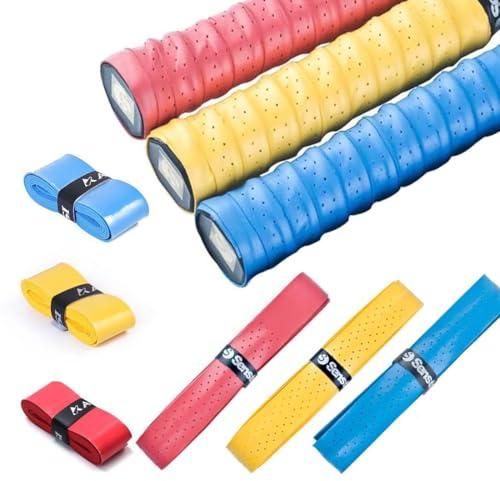 6 Pièces Ruban de Raquette Grip, PU Raquette Grip Bande Ruban Antidérapant Séchage Rapide Anti Slip Absorbante Racket Grip, pour Tennis Raquette de Raquette de Pêche de Badminton Squash