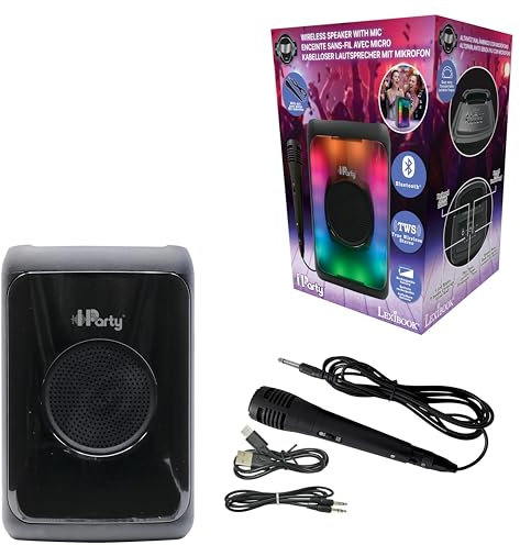 Lexibook, iParty®, Enceinte Bluetooth® Portable avec Micro, Puissant Volume sonore, Effets Lumineux Multicolores, Batterie Rechargeable, K8320