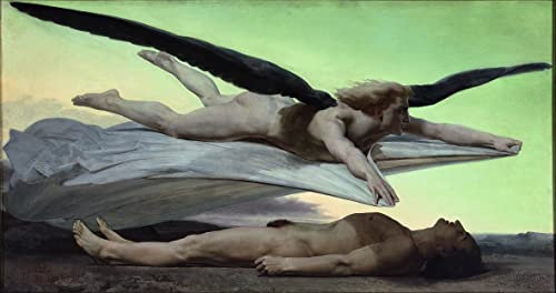 GKAZGQPR Berühmte Gemälde Abstrakte Drucke Berühmte Leinwand Drucken Ein junges Mädchen, das sich gegen Eros verteidigt von William Adolphe Bouguereau Kunstwerk Dekor für Heimtextilien 60x90cm