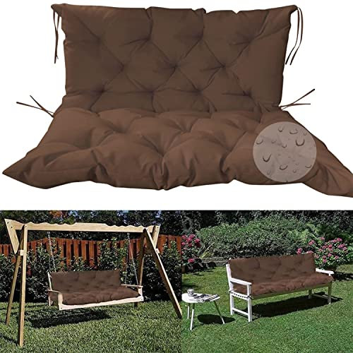 Wasserdichte Gartenschaukel aus Holz, Sonnenstuhl mit Rückenlehne, 2- und 3-Sitzer, Terrassenmöbel, für drinnen und draußen, 150 x 100 x 10 cm, Braun, rutschfeste Bänder im Lieferumfang enthalten