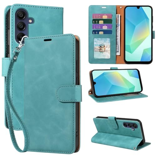 GOTOURED RFID Blocking for Samsung Galaxy A16 Case Wallet (Green) | 4 Card Slots, Soft PU Leather, TPU Inner Shell, Wrist Strap, Kickstand, Magnetic Folio Flip Cover, Shockproof Protective
